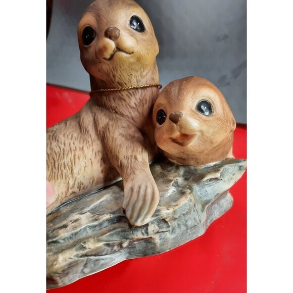 Vintage 1981 Homco Masterpiece Hand-Painted Porcelain‎ Sea Otters Figurine - Picture 3 of 16